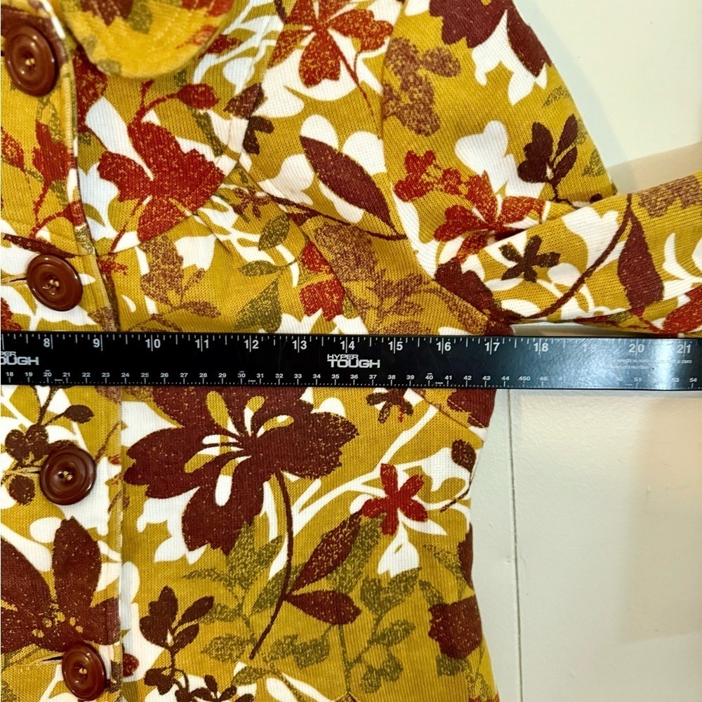 AMBITION Fall Gold Floral Button-Up Coat, Size S - Picture 8 of 12